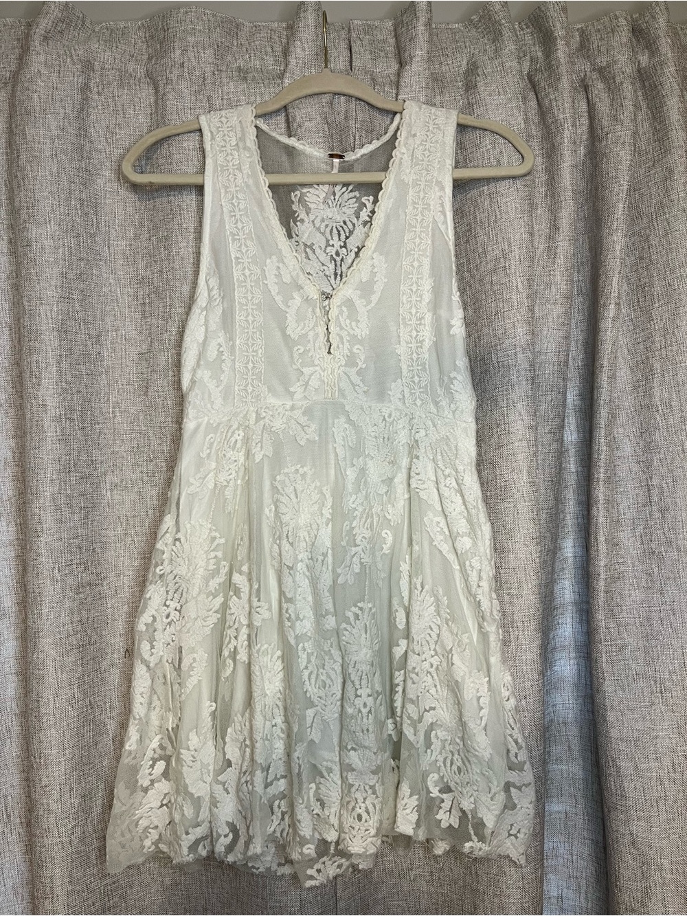 Free People Reign Over Me Lace Mini Dress Ivory White Size 4 (S)